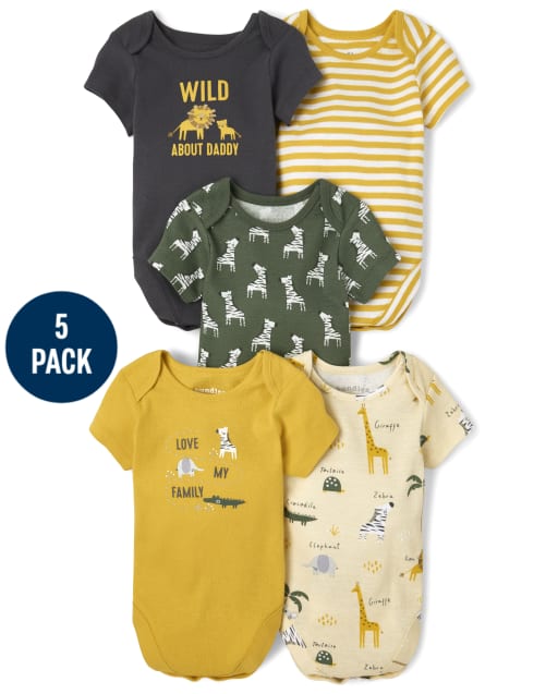 Baby Boys Safari Bodysuit 5-Pack