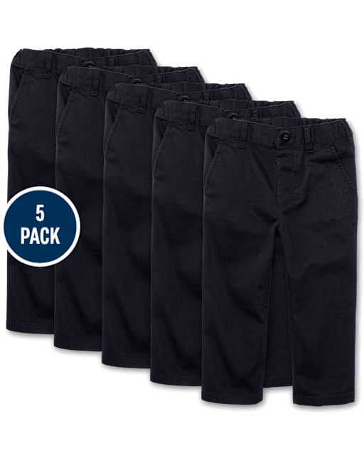 Baby And Toddler Boys Uniform Relaxed Straight Chino Pants 5-Pack