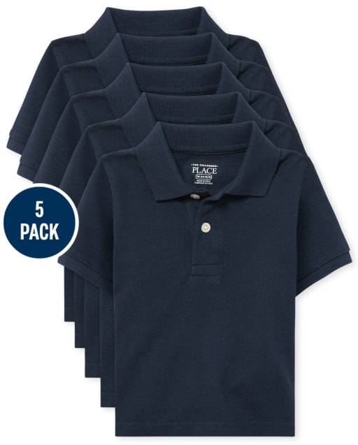 Baby And Toddler Boys Uniform Pique Polo 5-Pack