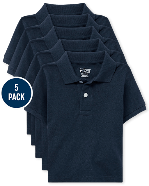 Lot de 5 polos uniformes en piqué pour bébés et tout-petits garçons