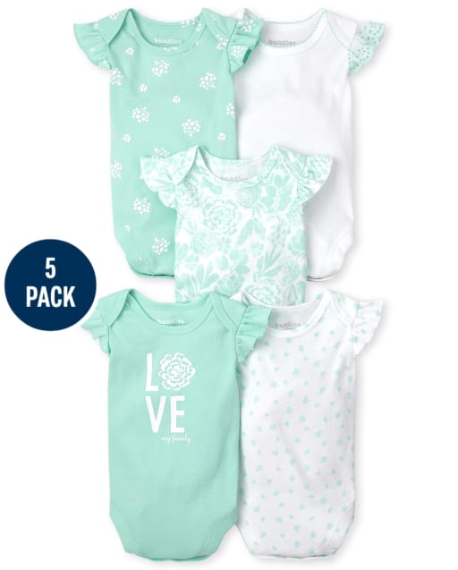 Baby Girls Eyelet Floral Bodysuit 5-Pack