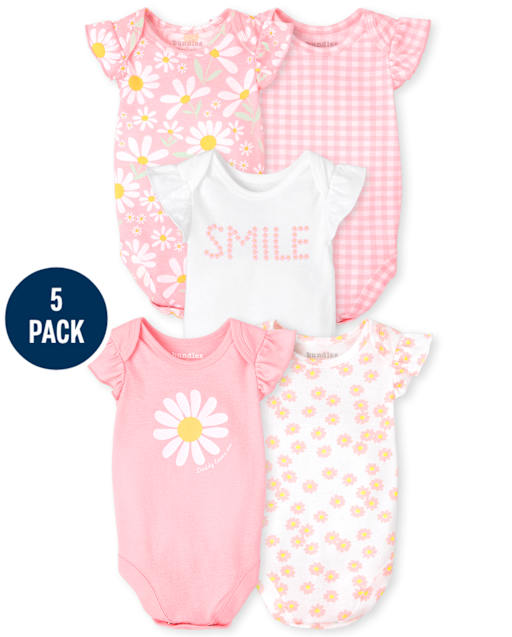 Baby Girls Daisy Bodysuit 5-Pack
