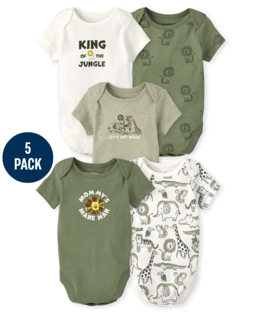 Baby Boys Safari Bodysuit 5-Pack