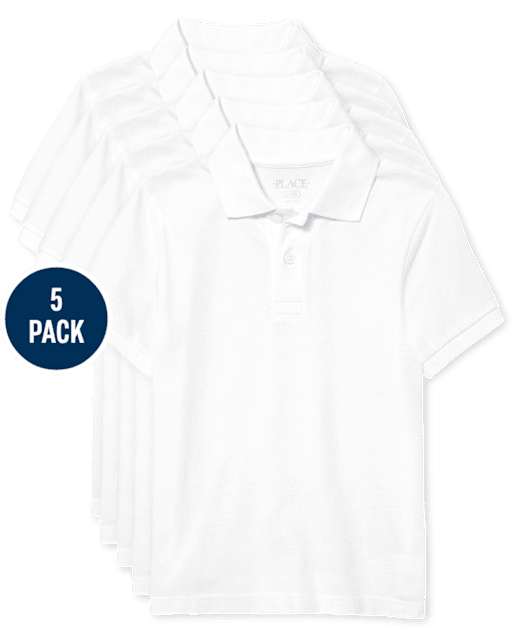 Polo de piqué uniforme para niños, paquete de 5