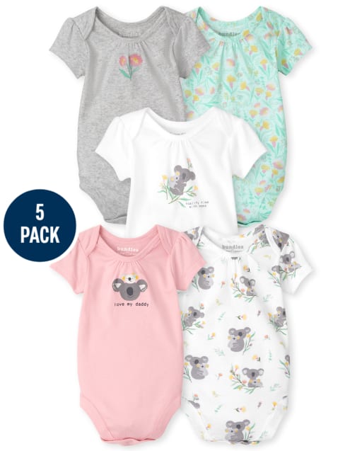 Baby Girls Koala Bodysuit 5-Pack