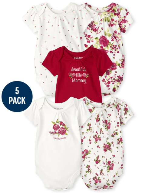 Baby Girls Floral Bodysuit 5-Pack
