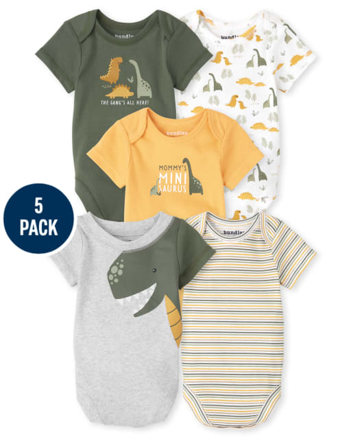 Lot de 5 bodys dinosaures pour bébé garçon