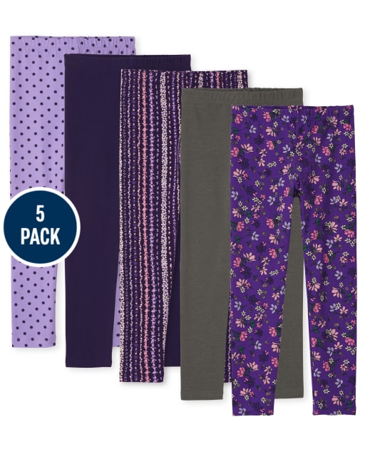 Girls Print Leggings 5-Pack