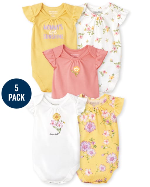 Baby Girls Floral Bodysuit 5-Pack