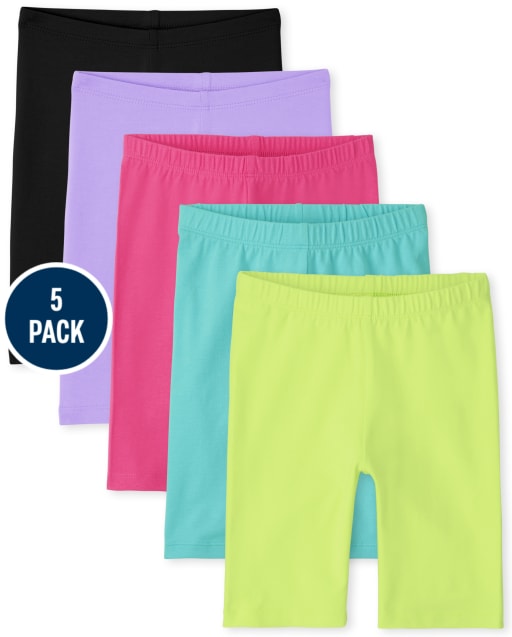 Pantalones cortos de ciclismo para niñas, paquete de 5