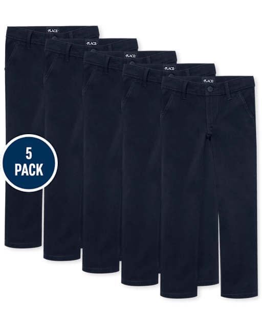 Girls Uniform Stretch Skinny Chino Pants 5-Pack