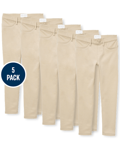 Girls Uniform Ponte Knit Pull On Jeggings 5-Pack