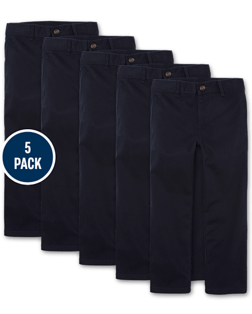 Boys Uniform Stretch Relaxed Chino Pants 5-Pack