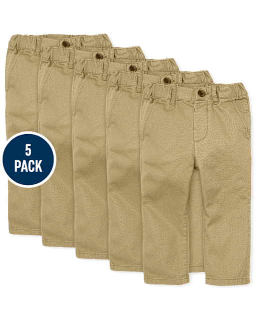 Baby And Toddler Boys Uniform Stretch Straight Chino Pants 5-Pack