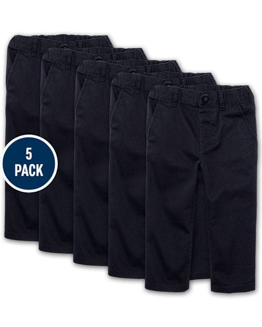 Baby And Toddler Boys Uniform Stretch Straight Chino Pants 5-Pack