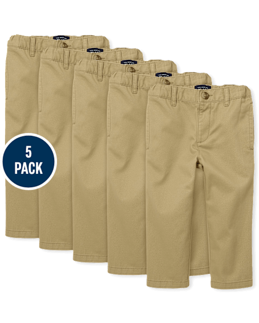 Baby And Toddler Boys Uniform Stretch Relaxed Chino Pants 5-Pack