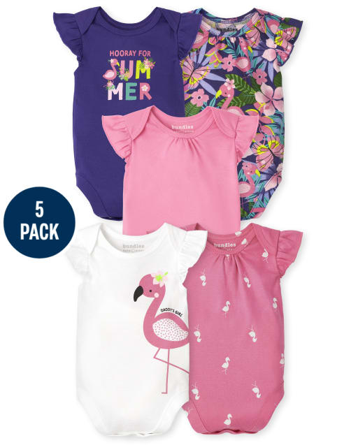 Lot de 5 cache-couches à volants et flamants roses pour bébé fille