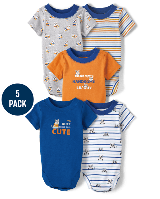 Baby Boys Puppy Bodysuit 5-Pack
