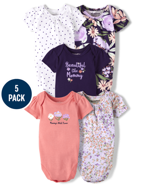 Baby Girls Floral Bodysuit 5-Pack