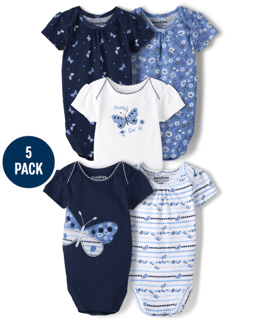 Baby Girls Butterfly Bodysuit 5-Pack