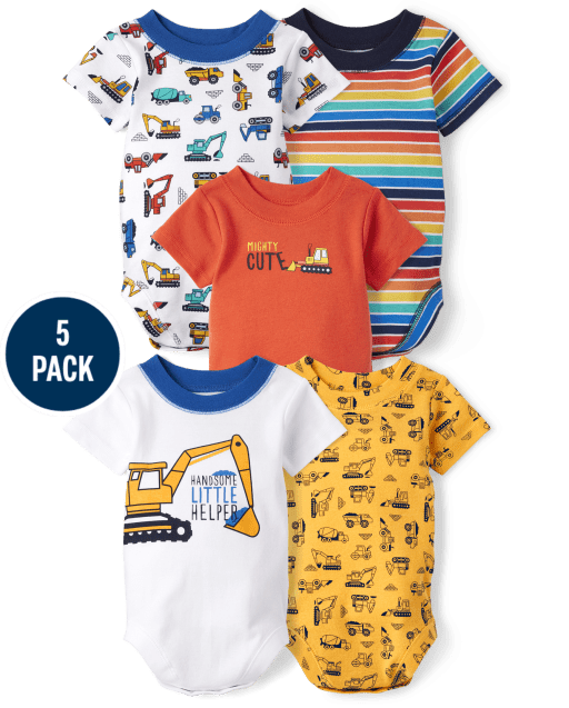 Baby Boys Construction Bodysuit 5-Pack