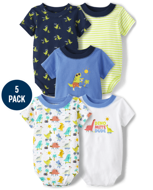 Baby Boys Dino Bodysuit 5-Pack