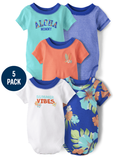 Baby Boys Tropical Bodysuit 5-Pack