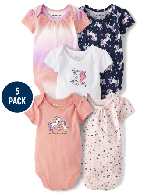 Carter's Baby Girls' 5 Pack Bodysuits, Bunny, 24 Months 