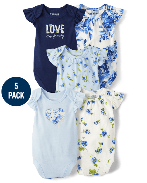 Baby Girls Floral Bodysuit 5-Pack