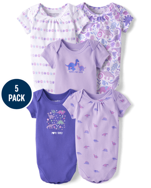 Baby Girls Dino Bodysuit 5-Pack