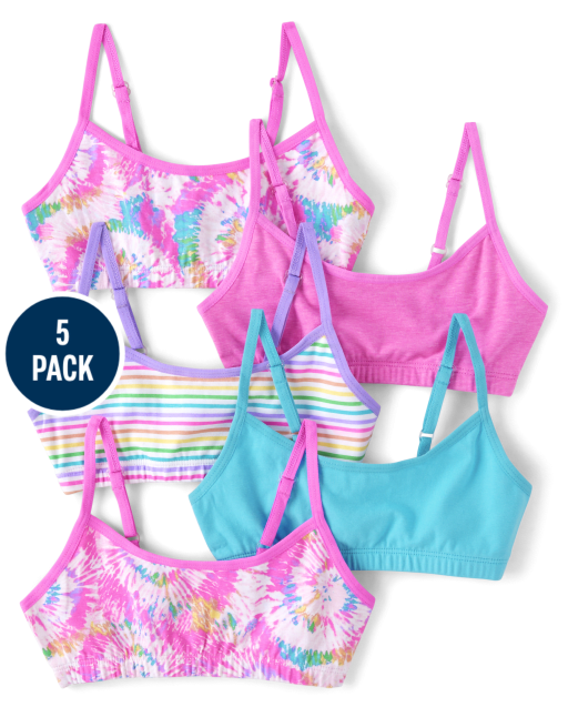 Girls Tie Dye Bralette 5-Pack