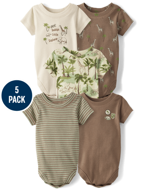 Baby Boys Safari Bodysuit 5-Pack