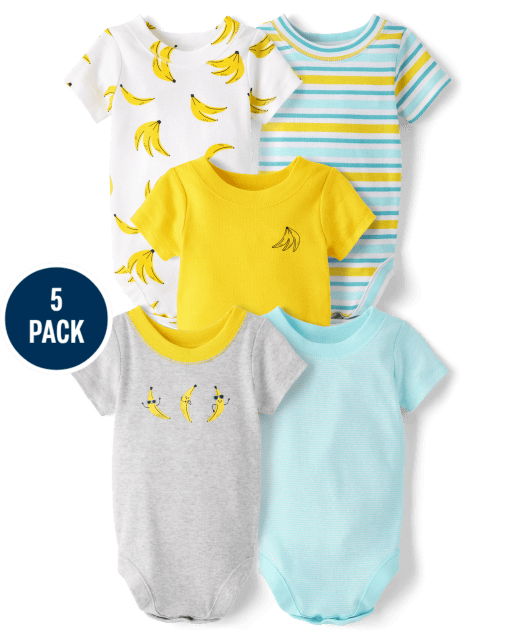 Baby Boys Banana Bodysuit 5-Pack