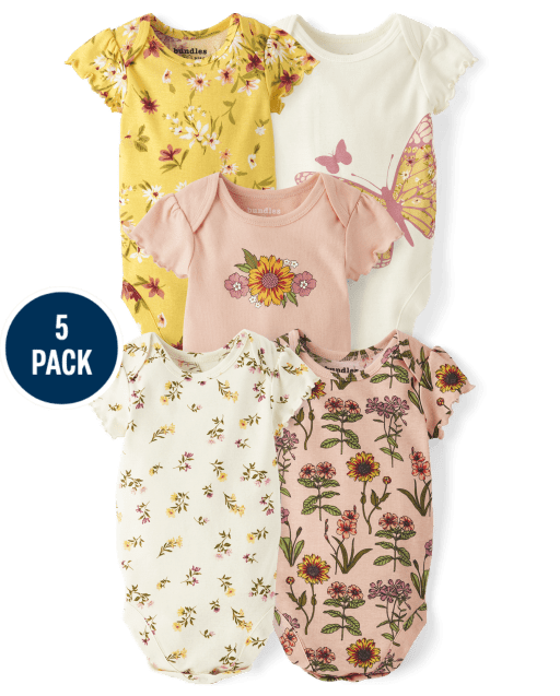Baby Girls Floral Bodysuit 5-Pack