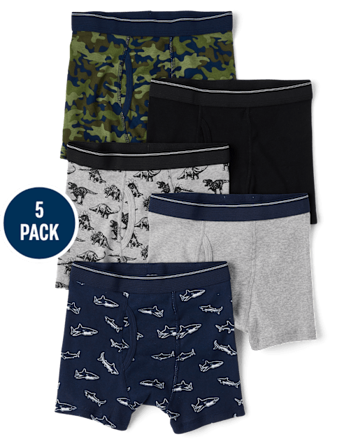 Boys Dino Boxer Brief Underwear 5-Pack