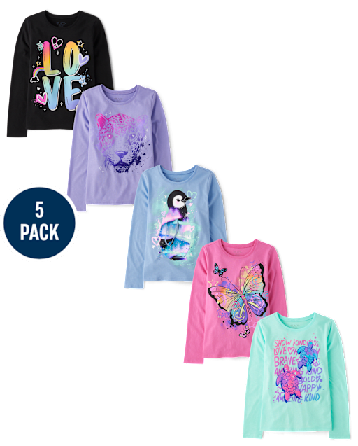 Fille Animal T-shirt imprimé 5-Pack