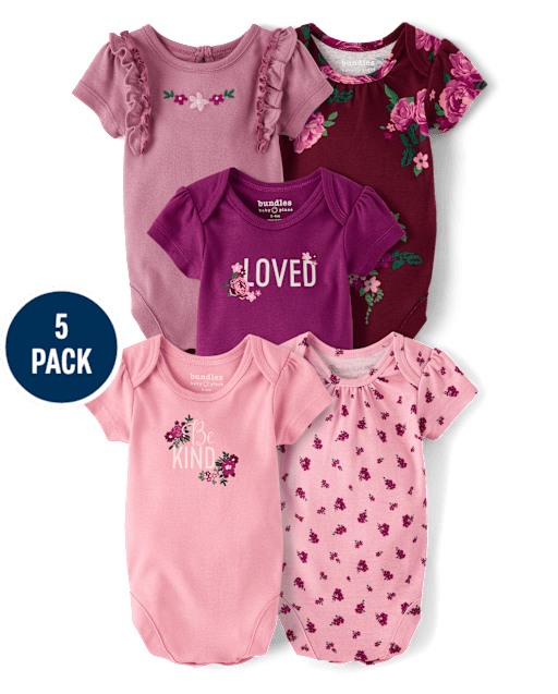Baby Girls Floral Bodysuit 5-Pack