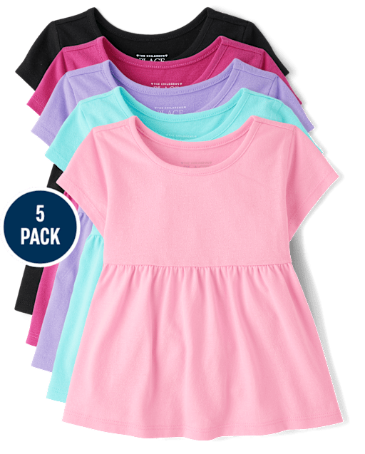 Toddler Girls Empire Babydoll Top 5-Pack