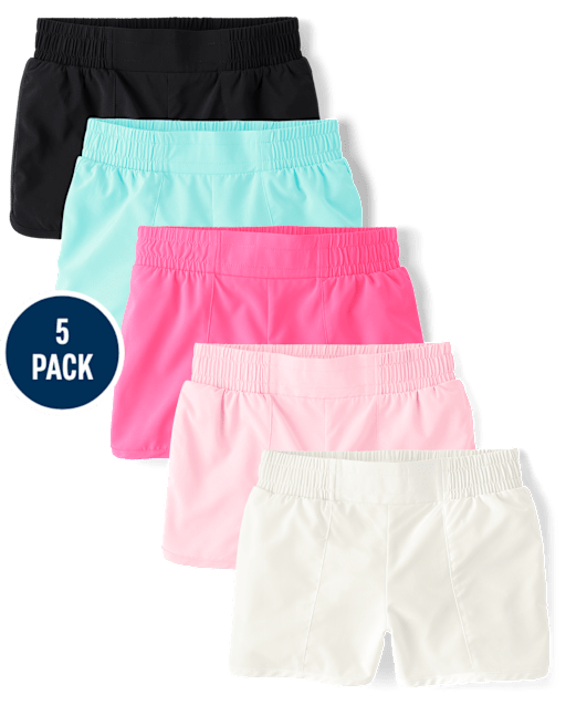 Girls Quick Dry Lined Shorts 5-Pack