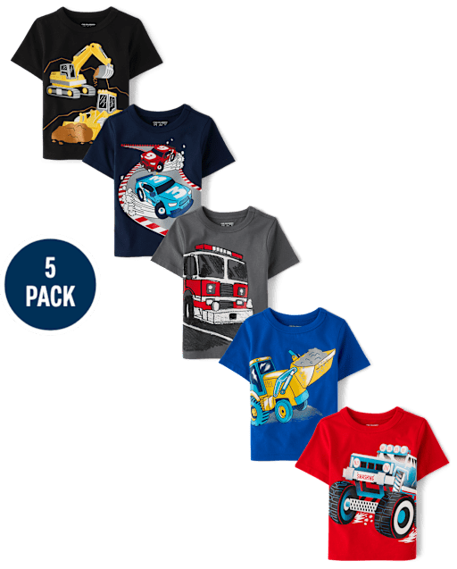 Baby And Toddler Boys Vehicle Graphic Tee 5-Pack