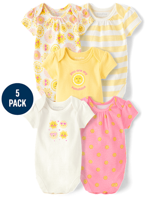 Baby Girls Sun Bodysuit 5-Pack