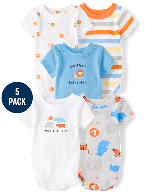Baby Boys Animal Bodysuit 5-Pack