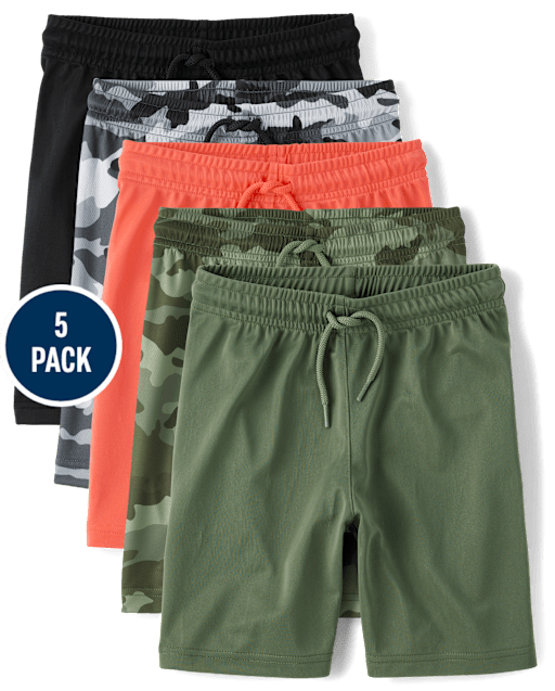 Boys Camo Performance Basketball Shorts 5-Pack
