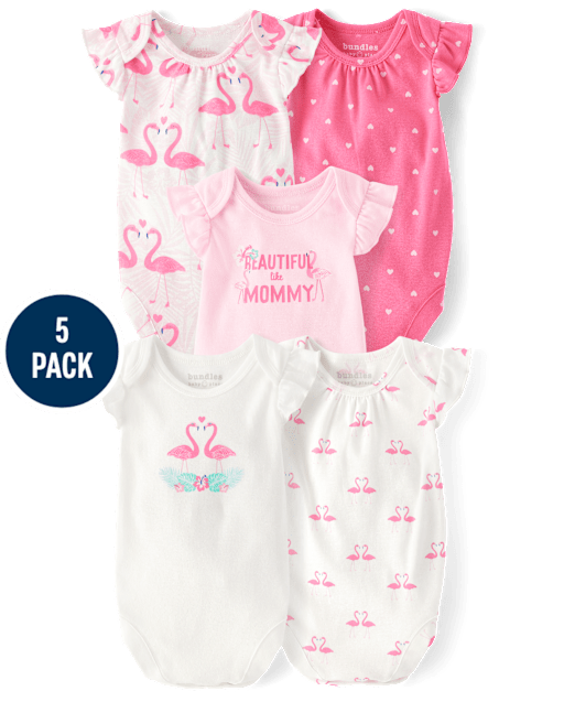 Baby Girls Flamingo Bodysuit 5-Pack