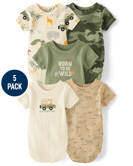 Baby Boys Safari Bodysuit 5-Pack