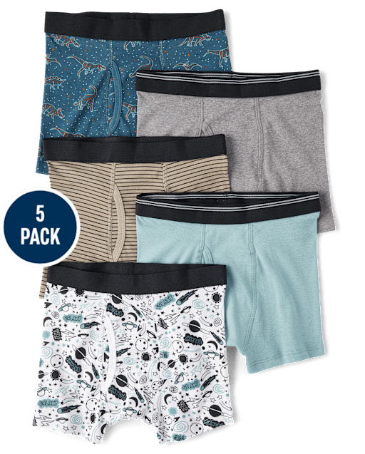 Boys Dino Boxer Brief Underwear 5-Pack
