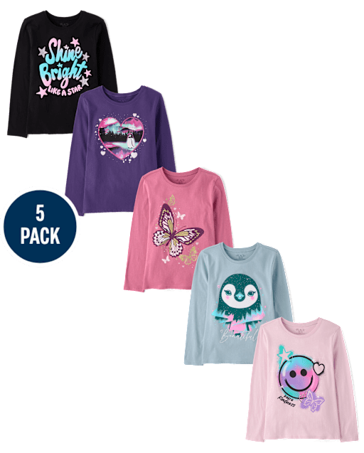 Girls Animal Graphic Tee 5-Pack