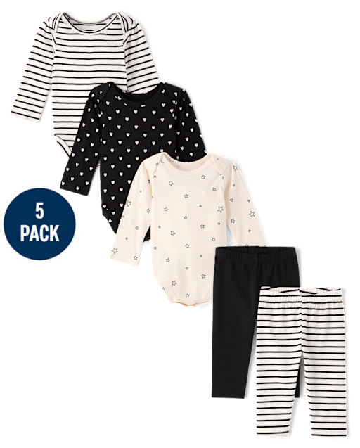Ensemble de vêtements de jeu rayés 5 pièces pour bébé fille