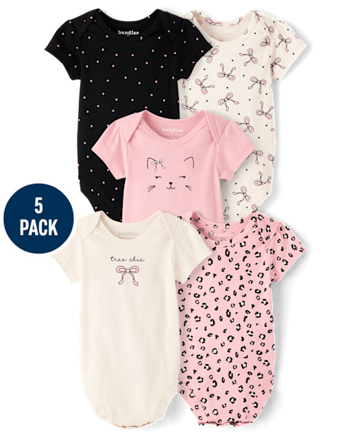 Baby Girls Leopard Bodysuit 5-Pack