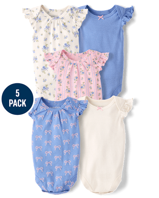 Baby Girls Bow Bodysuit 5-Pack